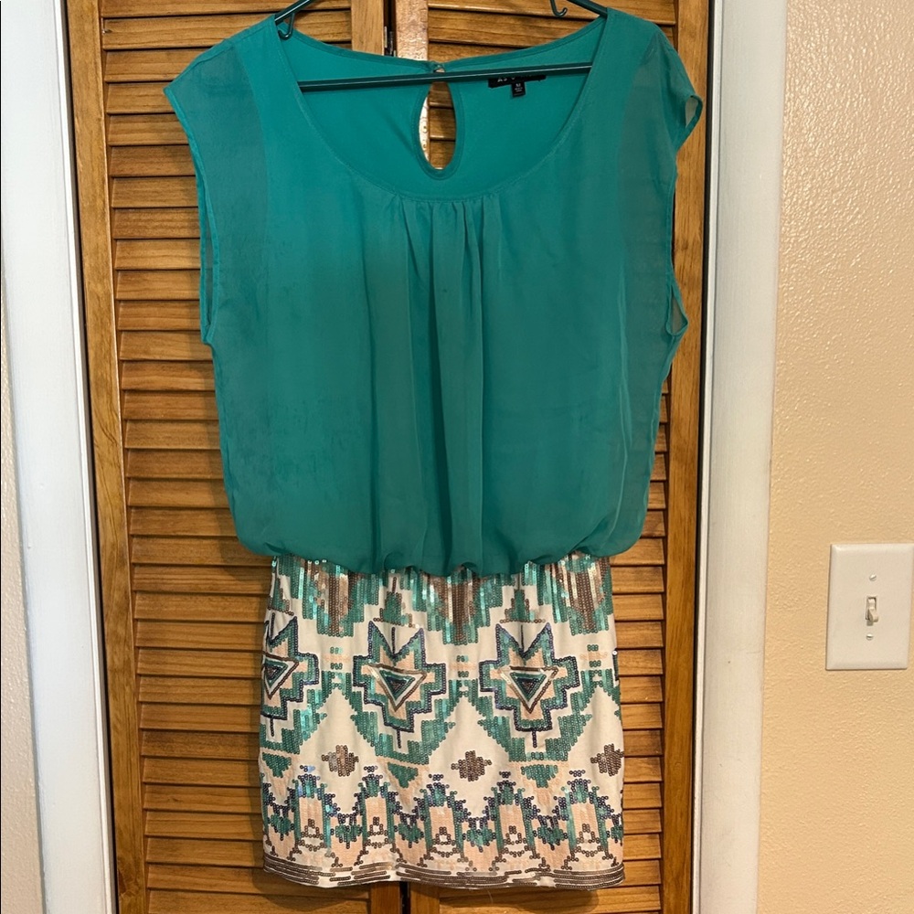 As U Wish Turquoise Mini Dress